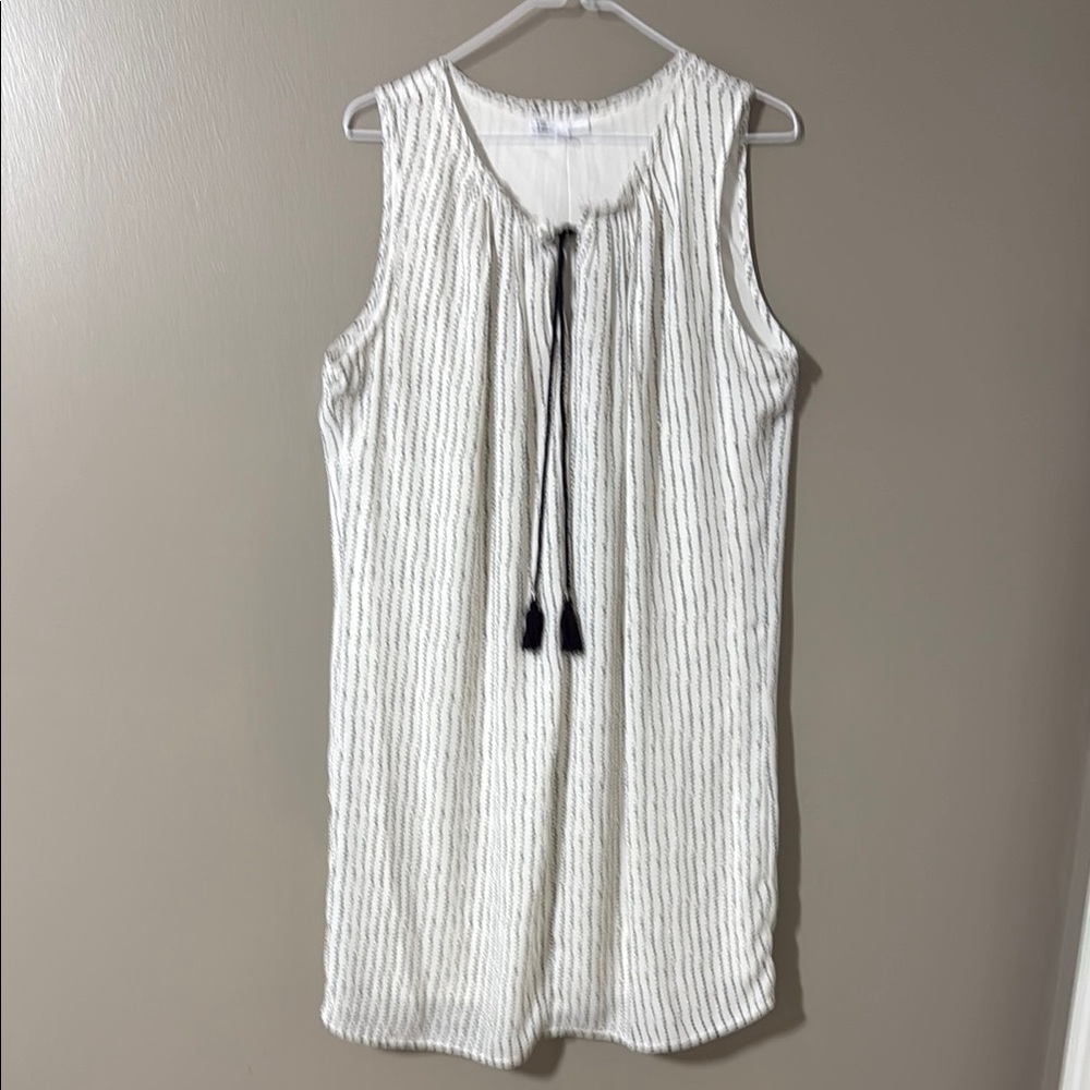 DR2 White and Black Striped Mini Dress
